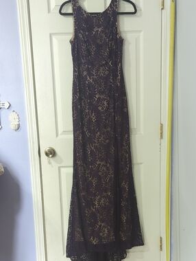 Ever Pretty Plum Lace Dress with Nude Lining